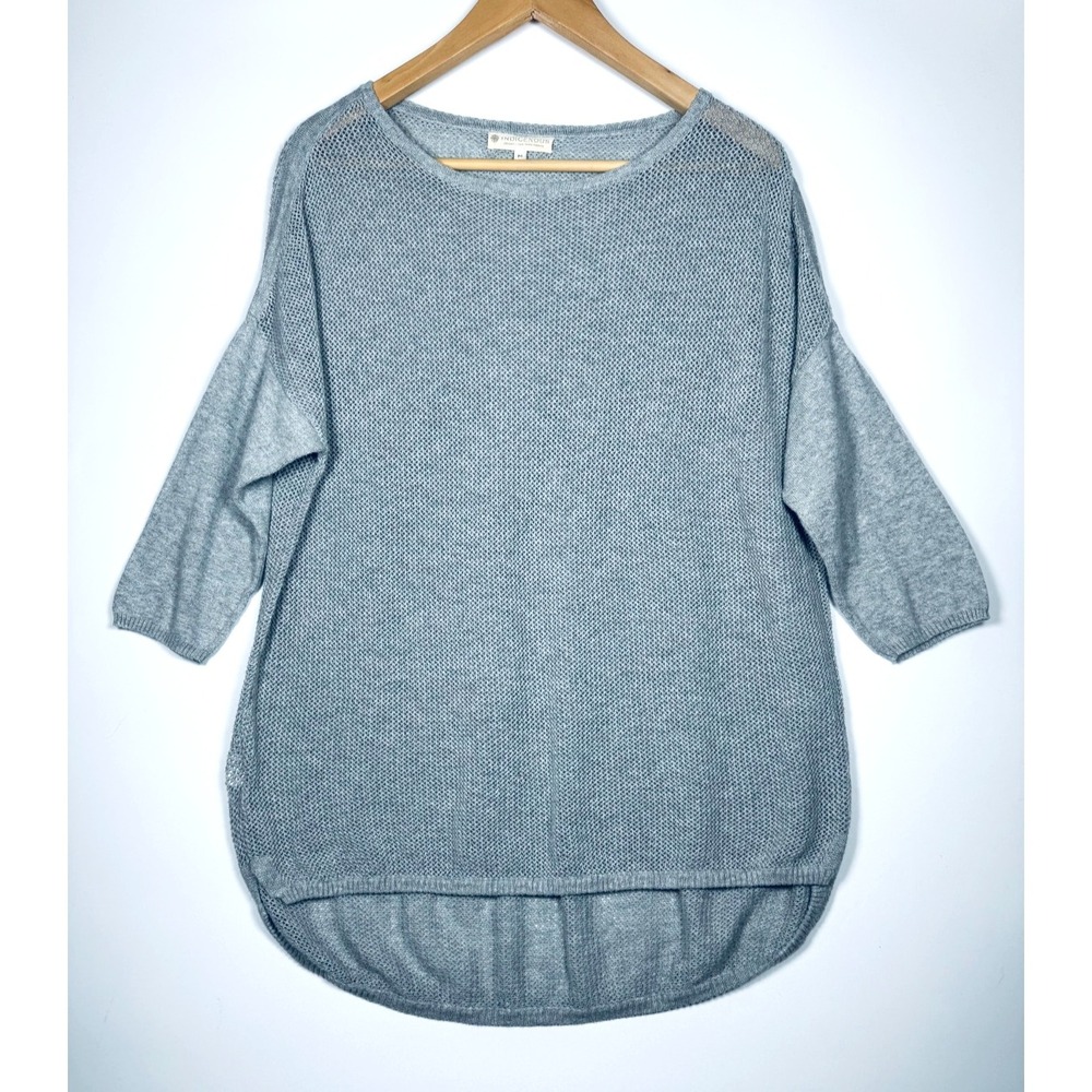 Indigenous Sweater Womens‎ Medium Gray Organic Cotton Open Knit Lightweight Peru